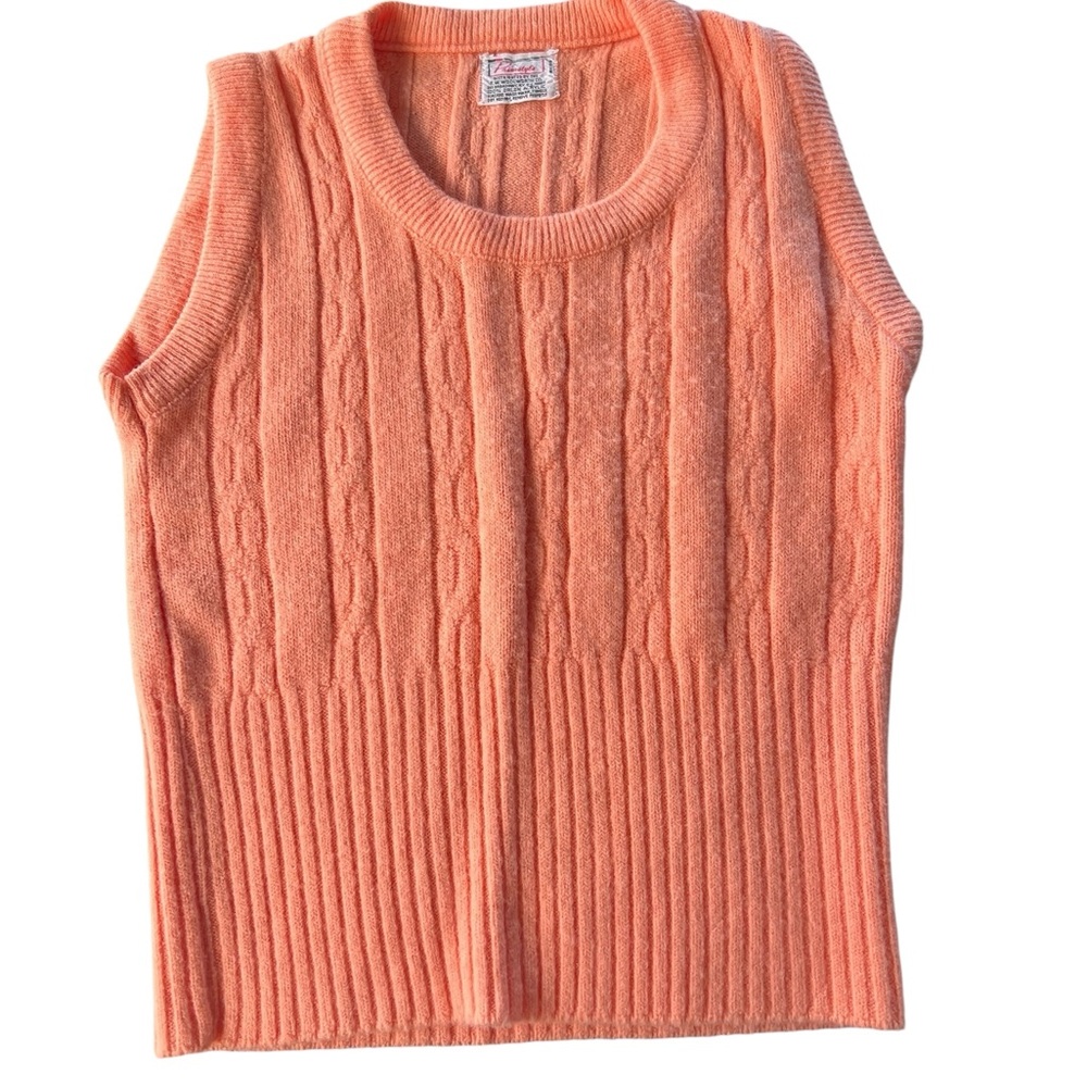 Orange Cable Knit Sleeveless Sweater vest wool vintage